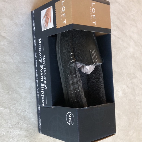 Loft Living Men’s Ultra Soft Memory Foam Black Slippers Size Medium (7-8) - Picture 10 of 12